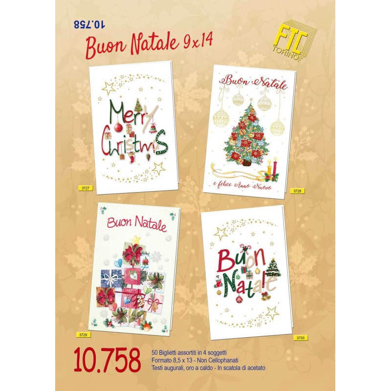 Ftc 10758 - Biglietti Buon Natale 9x14 Conf.50 pz