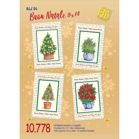 Ftc 10778 - Biglietti Buon Natale e Felice Anno Nuovo 9x14 Conf.50 pz