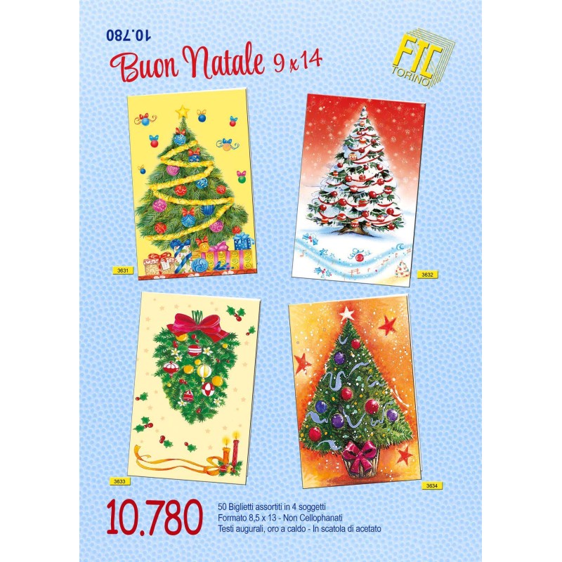 Ftc 10780 - Biglietti Auguri Natale Alberi 9x14 conf.50 pz