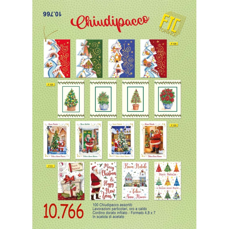 Ftc 10766 - Chiudipacco Natale 5x7cm Conf.100 pz