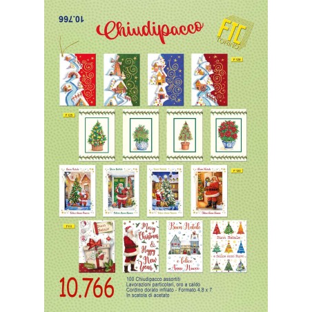 Ftc 10766 - Chiudipacco Natale 5x7cm Conf.100 pz