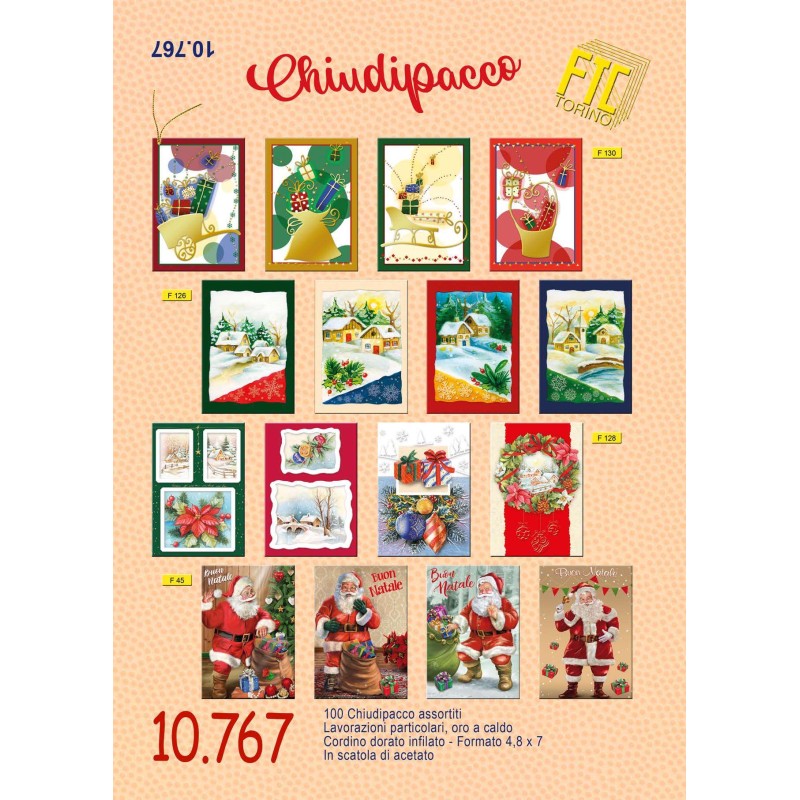Ftc 10767 - Chiudipacco Natalizi 5x7cm Conf.100 pz
