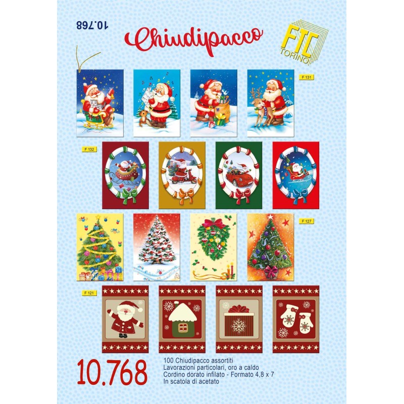 Ftc 10768 - Chiudipacco Natalizi 5x7cm Conf.100 pz