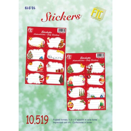 Ftc 10519-2 - Stickers Chiudipacco Natale 8 Adesivi