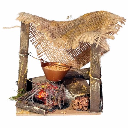 Rossi Rosa 12001 - Fuoco con Pentola Lampada Fiamma per Presepe 10x7x11 cm