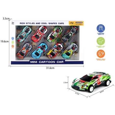Borella 7761 - Playset 8 Macchinine da Corsa a Retrocarica