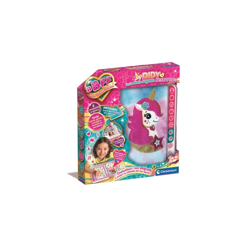 Clementoni 16681 - BFF Diario Segreto Unicorno Interattivo con Cassetto dei Segreti