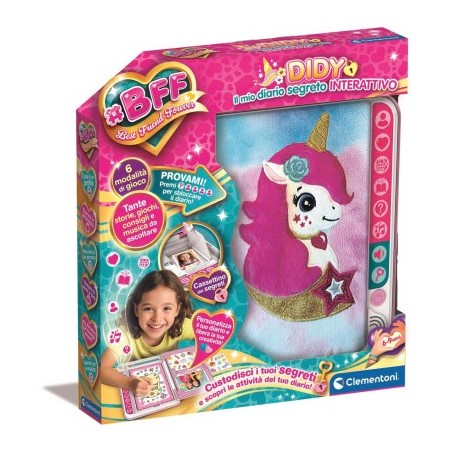Clementoni 16681 - BFF Diario Segreto Unicorno Interattivo con Cassetto dei Segreti