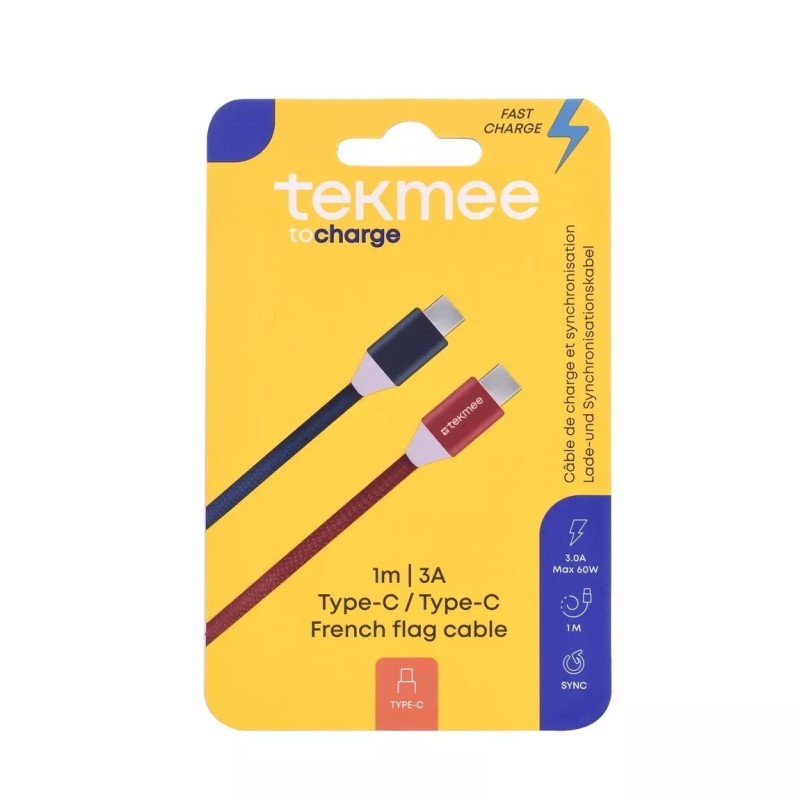 Tekmee 40430328 - Cavo Fast Charge Ricarica 3A Type-c / Type-c 1Mt