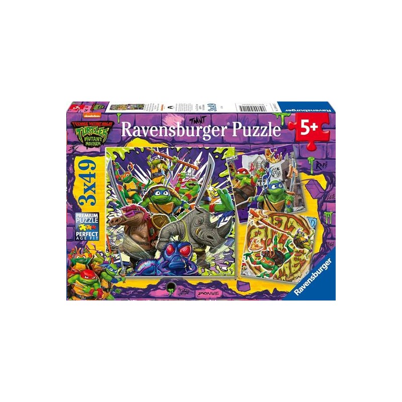 Ravensburger 4012 - Puzzle 3 x 49 Pezzi - Turtles