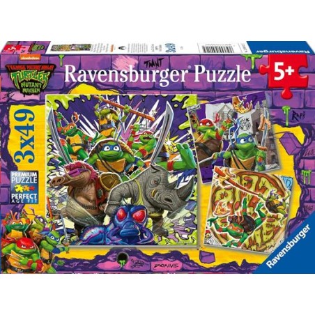 Ravensburger 4012 - Puzzle 3 x 49 Pezzi - Turtles