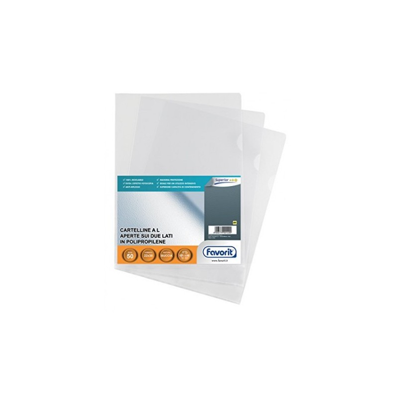 Favorit 100460050 - Buste Non Forate A4 Trasparenti Conf.50 Buste