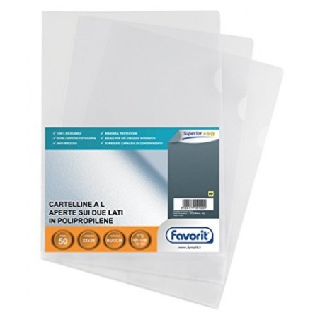Favorit 100460050 - Buste Non Forate A4 Trasparenti Conf.50 Buste
