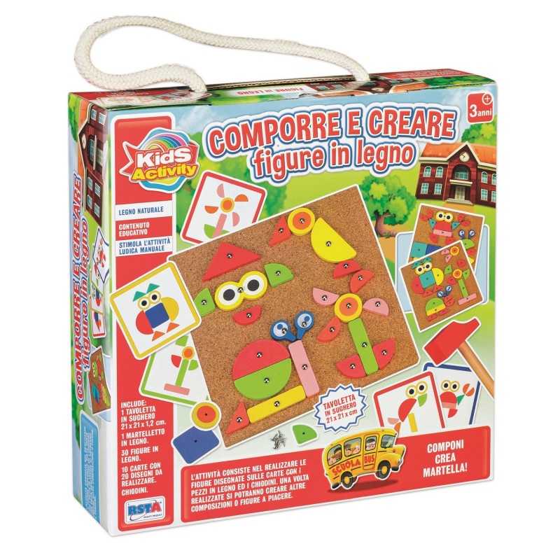 Rstoys 11680 - Gioco Legno Figure da Comporre Tappeto Sughero