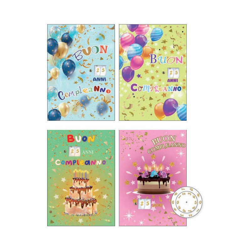 Cecami 177BC - Biglietti Compleanno Doppia Rotella Conf.12 pz