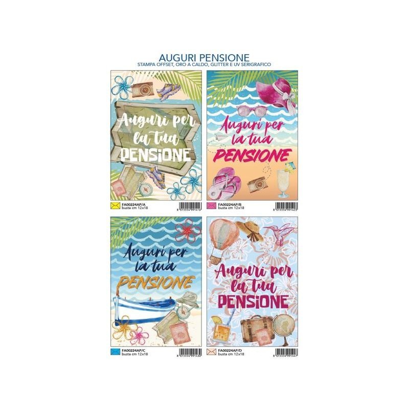 Cecami 224AP - Biglietti Auguri Pensione Glitter Conf.12 pz