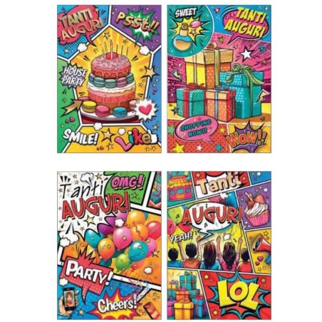 Cecami FA00209BC - Biglietti Compleanno Fumetti Conf.12 pz
