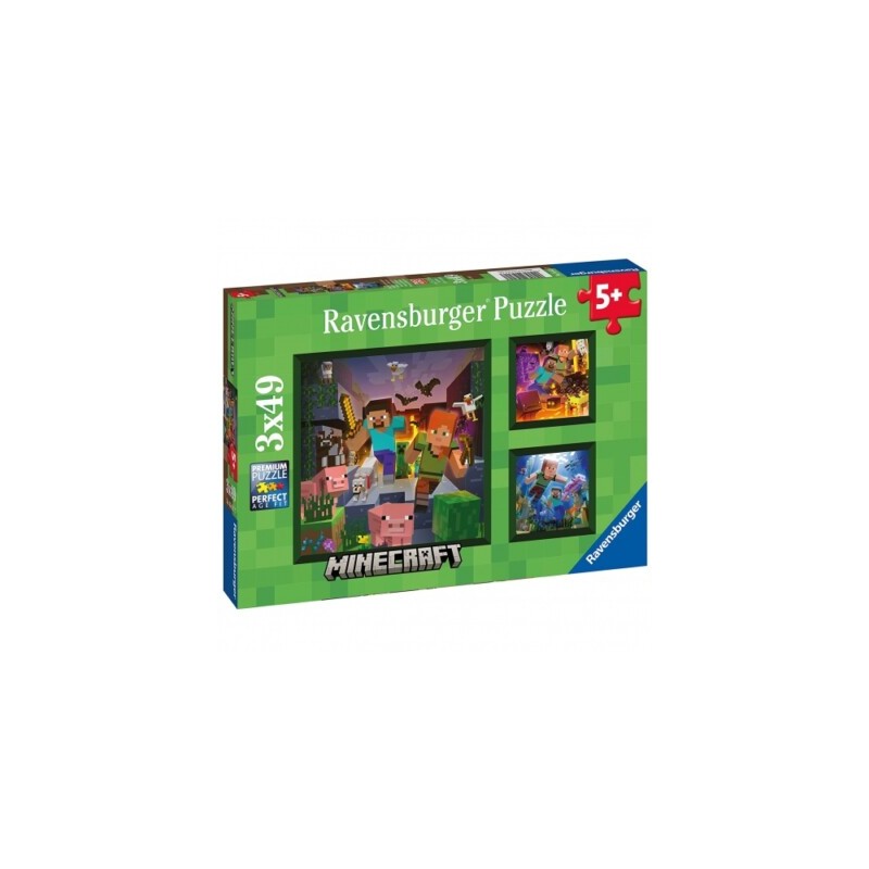 Ravensburger 05621 - Puzzle 3 x 49 Pezzi - Minecraft