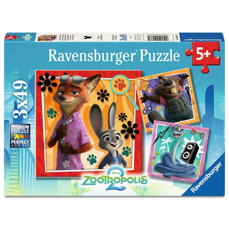 Ravensburger 04137 - Puzzle 3 x 49 Pezzi - Zootropolis 2