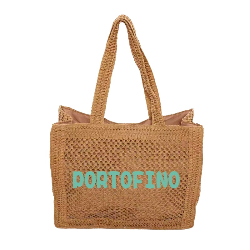 Fratelli Pesce 8972 - Borsa Paglia Portofino con Zip 42 x 35 x 15 cm