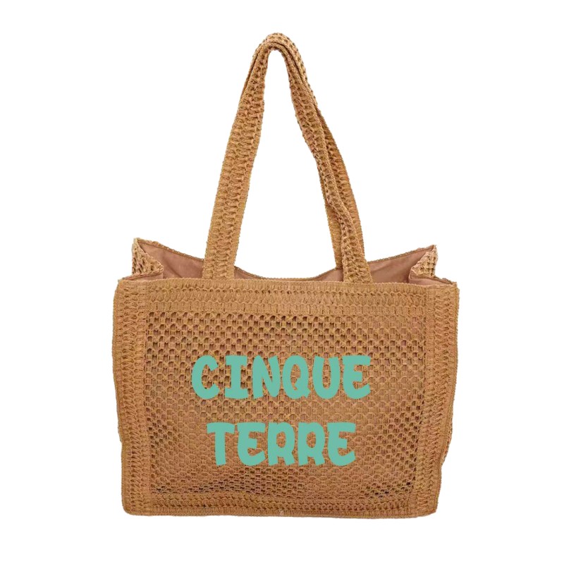 Fratelli Pesce 8973 - Borsa Paglia Cinque Terre con Zip 42 x 35 x 15 cm