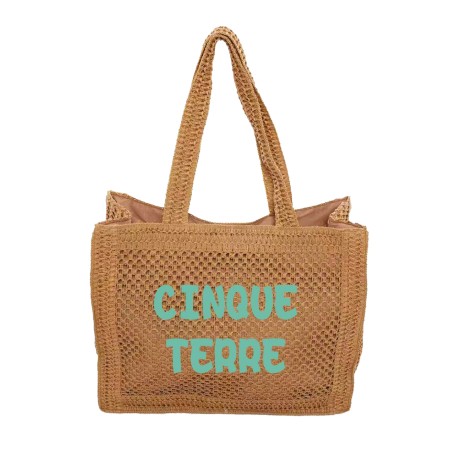 Fratelli Pesce 8973 - Borsa Paglia Cinque Terre con Zip 42 x 35 x 15 cm