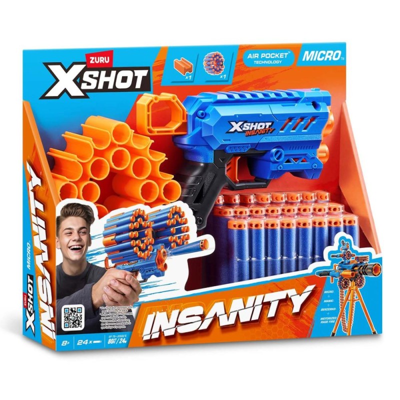 Zuru 36795 - X-Shot Lanzador Insanity Micro 24 Dardi