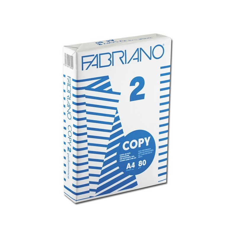 Fabriano 1297 - Risme Carta Fotocopie Copy 2 A4 80 gr Alta Prestazione 500 Fogli