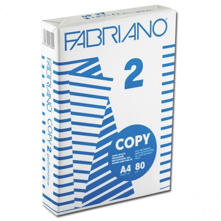 Fabriano 1297 - Risme Carta Fotocopie Copy 2 A4 80 gr Alta Prestazione 500 Fogli