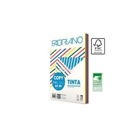 Fabriano 521297 - Risme Carta Fotocopie A4 Colori Tenui 80g 250 Fogli