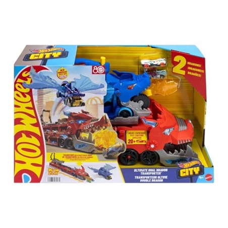 Mattel JBM72 - Hot Wheels - City Drago Trasportatore Trasformabile