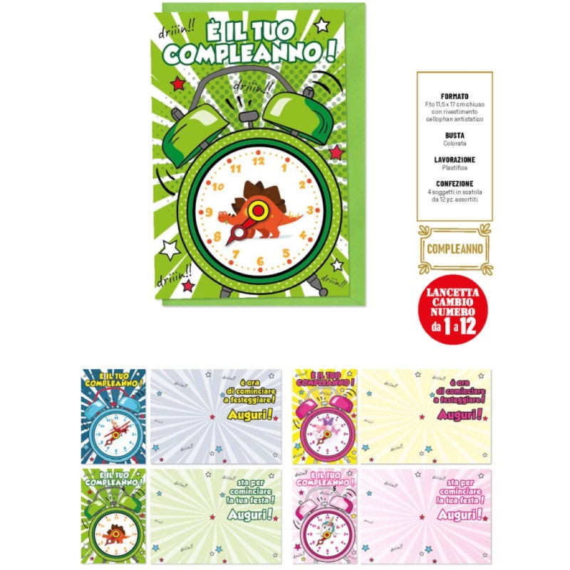 Blue ED0630 - Biglietti Compleanno Rotellina 1-12 Anni Conf.12 pz