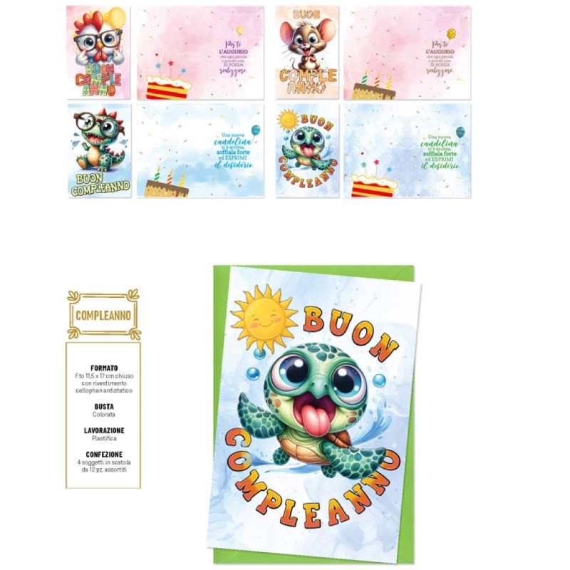 Blue ED0625 - Biglietti Compleanno Bambini Conf.12 pz