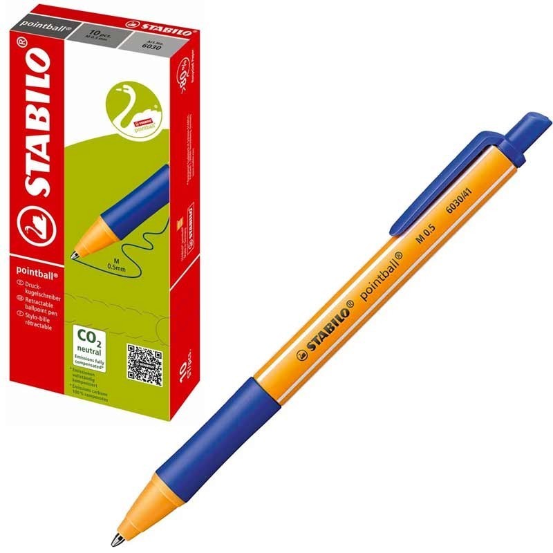 Stabilo 6030/41 - Penna Sfera a Scatto Pointball Blu 1,2 mm Conf.10 pz