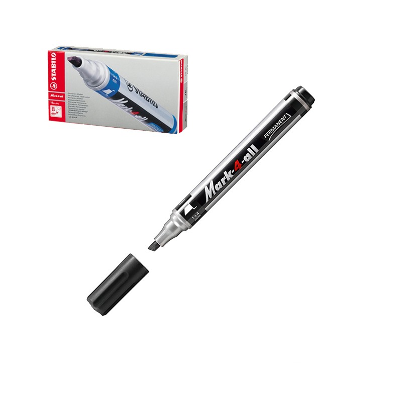 Stabilo 653/46 - Marcatore Mark 4 All Punta Tonda Nero Conf.10 pz