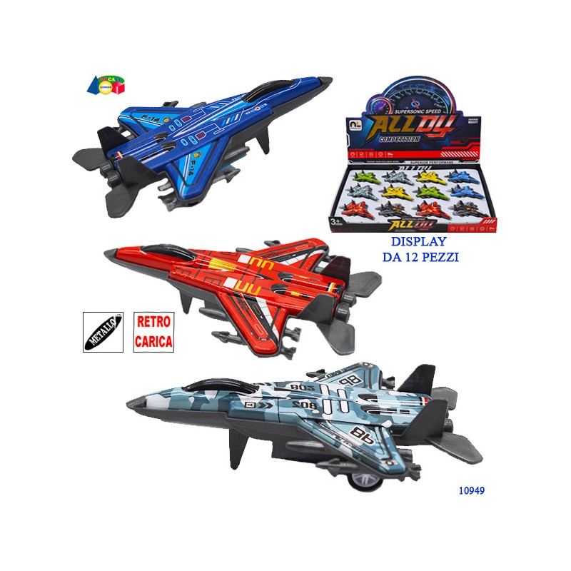 Ginmar 10949 - Aereo Die-cast Retrocarica Display 12 pz