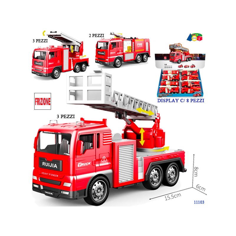 Ginmar 11103 - Camion Pompieri Frizione Display 8 pz