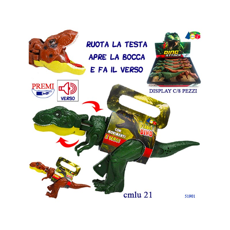 Ginmar 51901 - Dinosauro con Verso e Movimento Display 8 pz