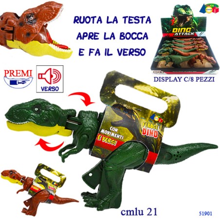 Ginmar 51901 - Dinosauro con Verso e Movimento Display 8 pz