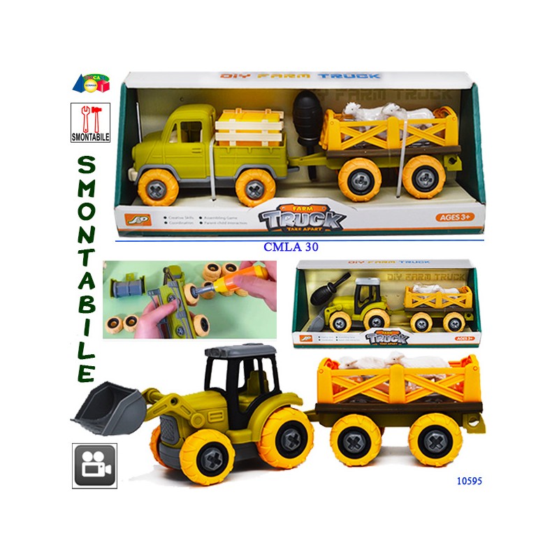 Ginmar 10595 - Mezzo Fattoria Monta Smonta con Rimorchio e Animali