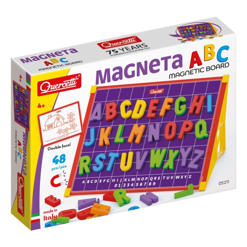Quercetti 5211 - Magneta ABC Lavagna Magnetica 53 pz