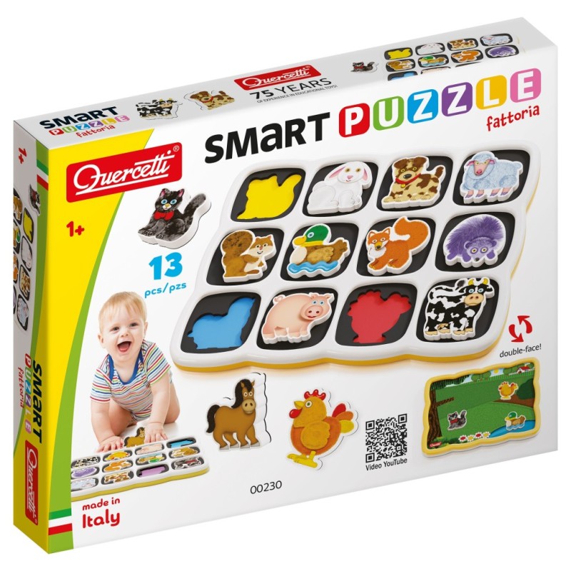 Quercetti 230 - Smart Puzzle Fattoria 13 pz