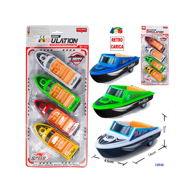 Ginmar 10946 - Blister 4 Motoscafi Retrocarica