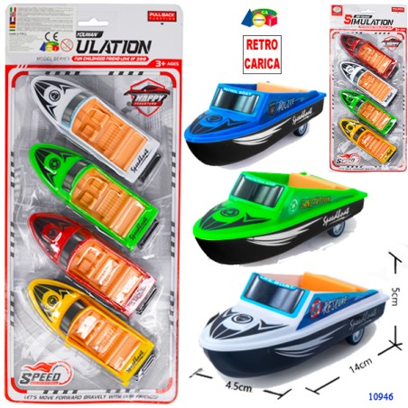 Ginmar 10946 - Blister 4 Motoscafi Retrocarica