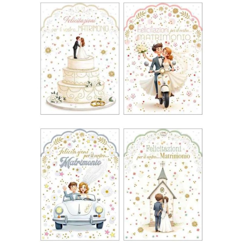 Cecami 10212FM - Biglietti Auguri Matrimonio Conf.12 pz