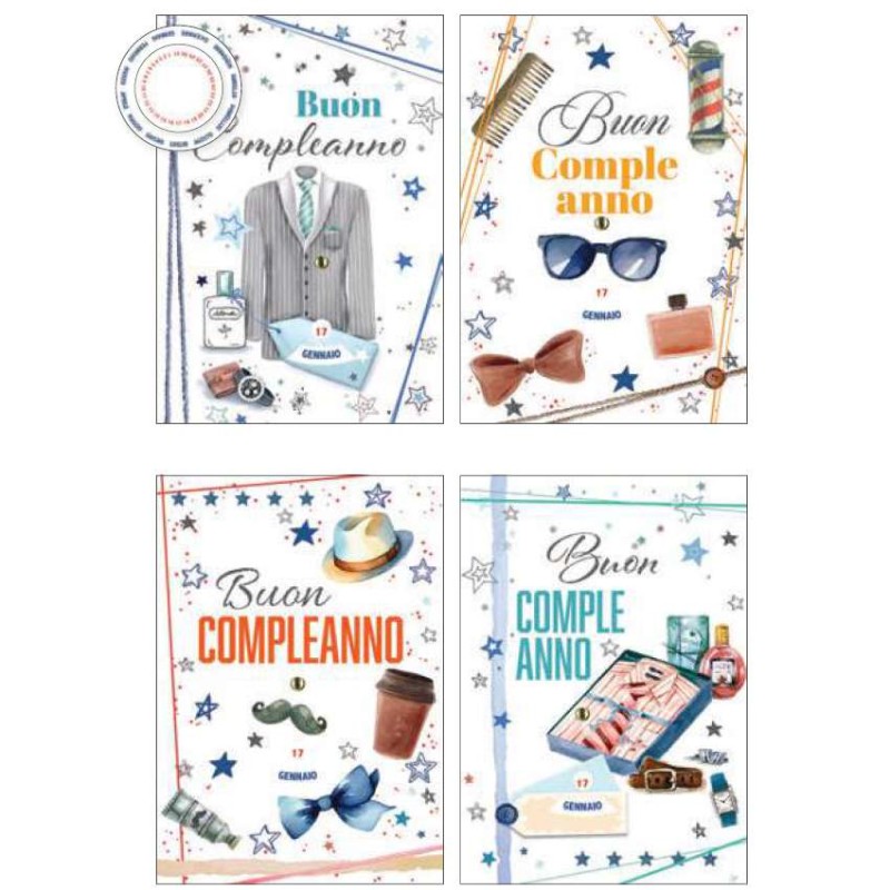 Cecami FA00212BC - Biglietti Buon Compleanno Maschile Conf.12 pz