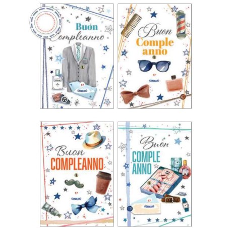 Cecami FA00212BC - Biglietti Buon Compleanno Maschile Conf.12 pz
