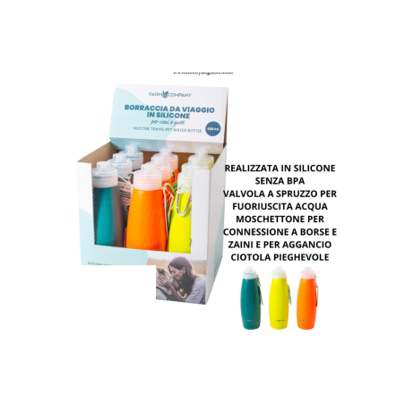 Farm Company 176 - Borraccia da Viaggio Silicone per Cani e Gatti 600ml