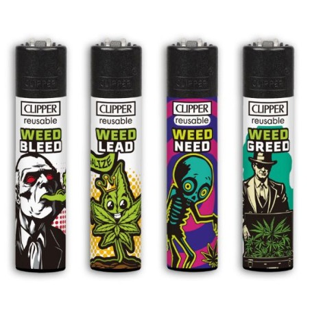 Clipper 7350 - Accendini Clipper Large Weed Rhyme Conf.48 pz