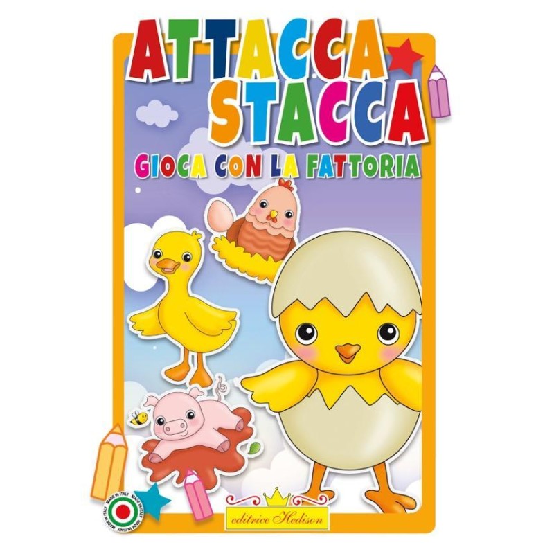 Editrice Hedison 7340 - Album da Colorare Attacca e Stacca Gioca con la Fattoria